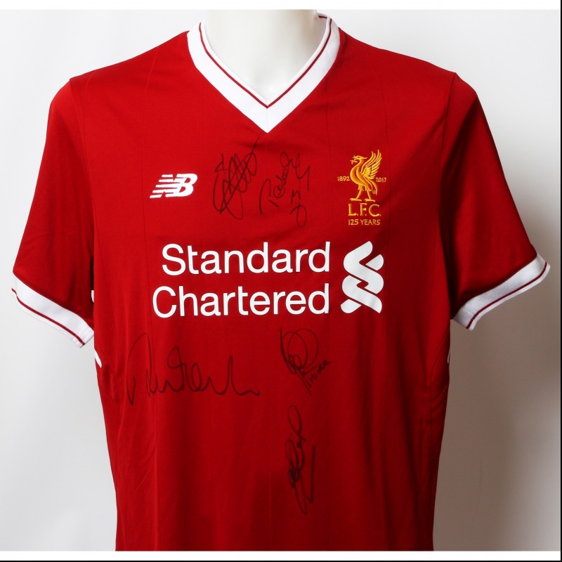 Official LFC 125 "2001" Shirt Signed by Fowler, Gerrard, Hyypia, Berger and Smicer