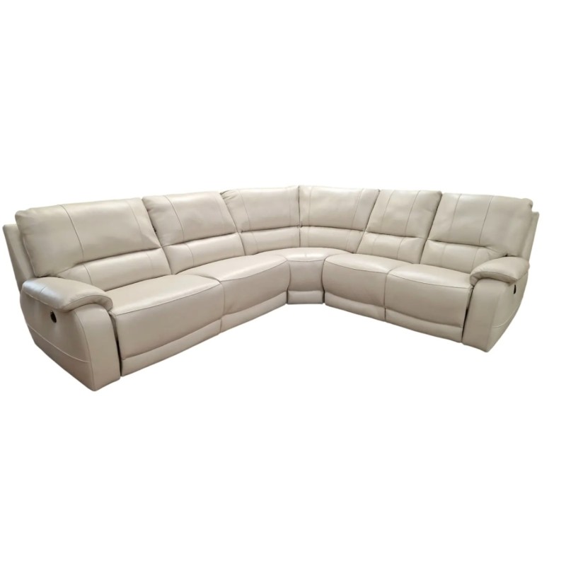 Light Grey Fabric Sofa by Chateau d’Ax – Three-Seater Corner Composition with Left Recliner and Two-Seater Section with Right Recliner