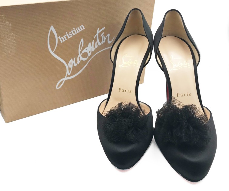 Christian Louboutin Black Silk Satin Heels