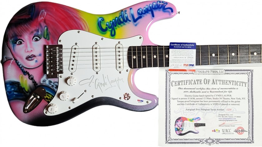 Cyndi Lauper Autographed Guitar