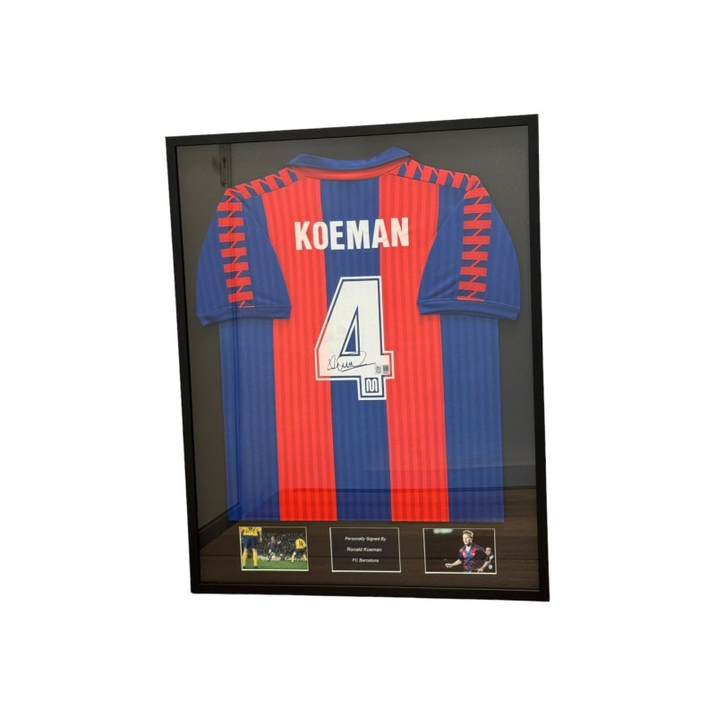 Ronald Koeman's FC Barcelona 1991/92 Signed And Framed Home Shirt