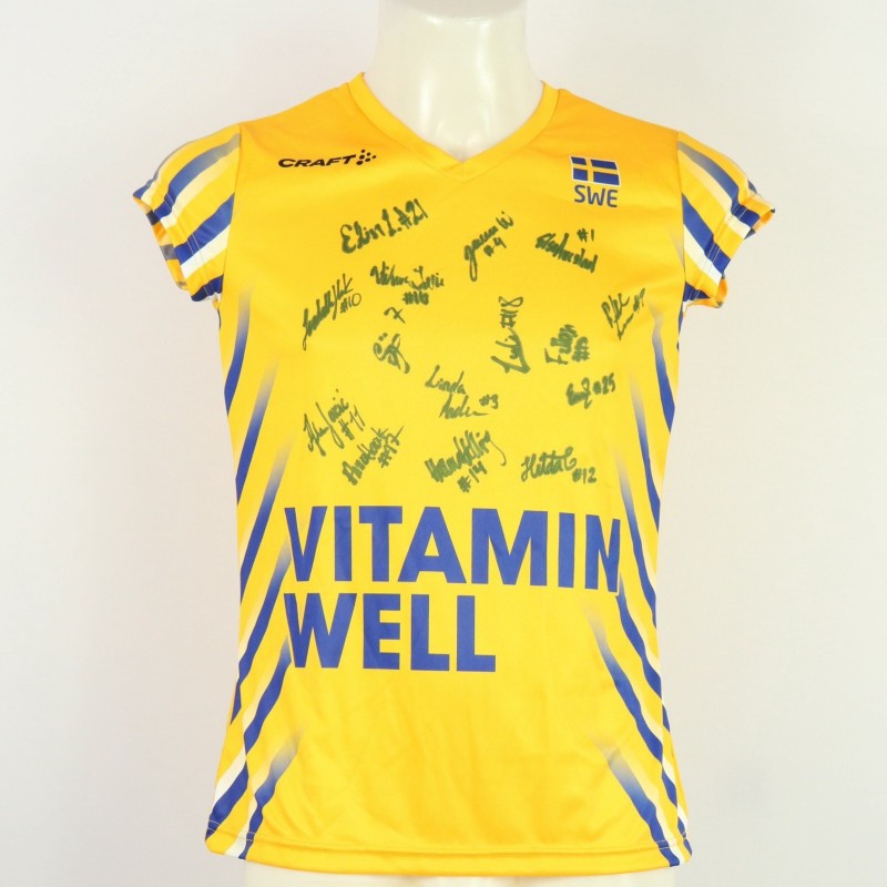 Maglia della Svezia della Nazionale femminile ai Campionati Europei 2023 - autografata dalla squadra