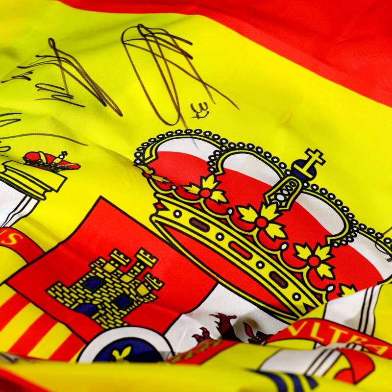 Spanish Flag Signed by Multiple MotoGP Pilots