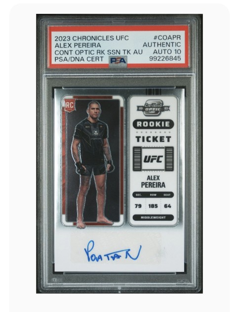 Alex Pereira Auto 2023 Panini Chronicles UFC Ticket