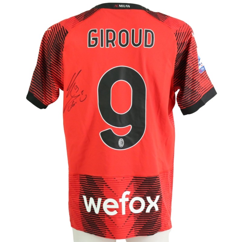Authentic Giroud AC Milan Signed Shirt, 2023/24