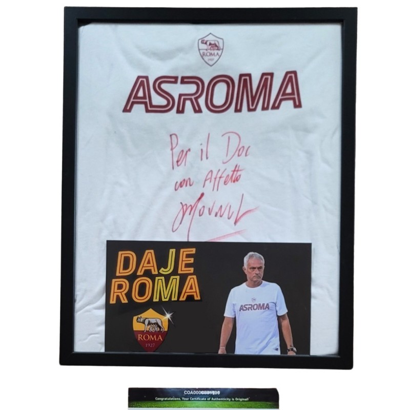 AS Roma Framed Training Shirt, 2022/23 - Signed by Jose Mourinho