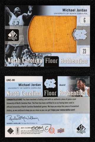Michael Jordan Card with Game Used Section of the North Carolina Court