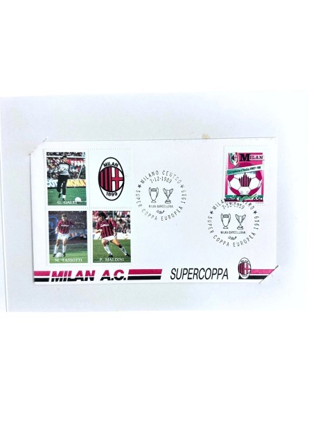 Postcard with commemorative stamps European Supercup 1989