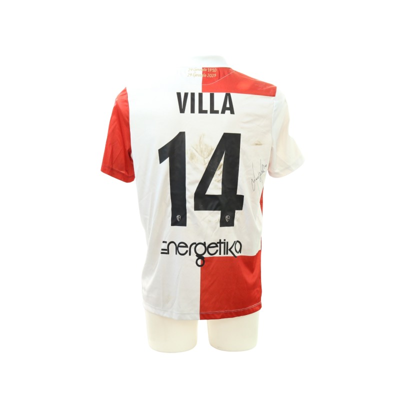 Villa's Signed Unwashed Shirt, Padova vs Pro Vercelli 2025 - Special 115th Anniversary