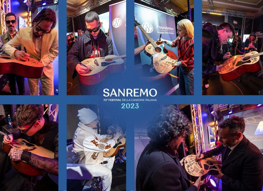 Sanremo 2023 Artists Signed Guitar