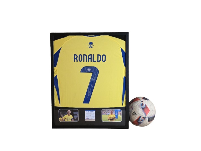 Cristiano Ronaldo's Al-Nassr FC Signed Shirt in a Deluxe High-Quality Frame