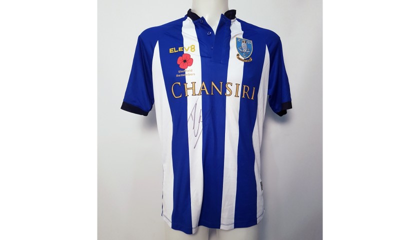 Tom Lees' Sheffield Wednesday Worn and Signed Poppy Home Shirt