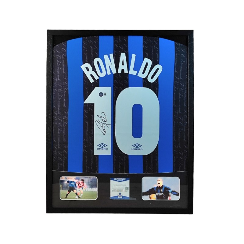 Ronaldo's Inter Milan Signed Shirt in a Deluxe High-Quality Frame