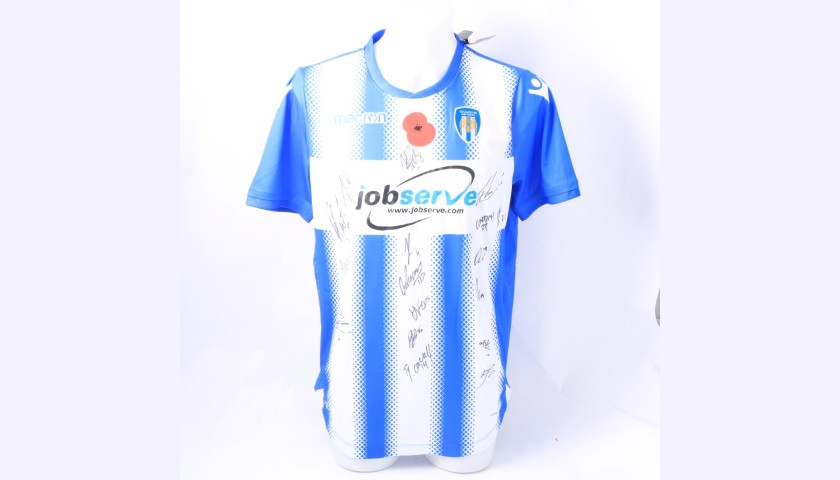 Colchester United Official Poppy Shirt Signed by the Team