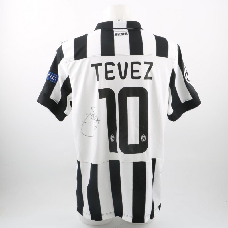 Tevez Juventus official replica shirt, Champions League 2014/2015 - signed