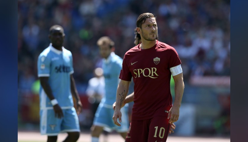 Totti's Roma Match-Issued and Signed Shirt, Derby 2017 - SPQR