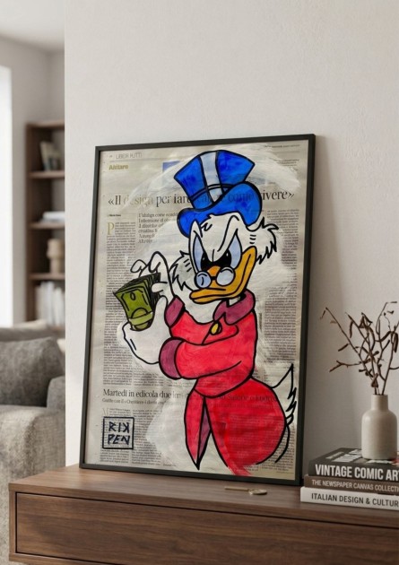Uncle Scrooge – Unique Work on Newspaper by RikPen