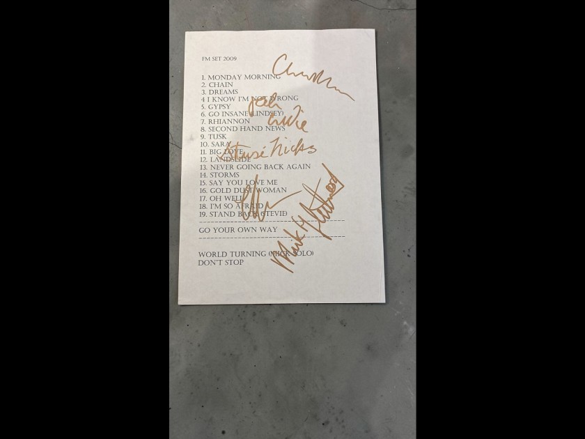 Fleetwood Mac Signed Set List