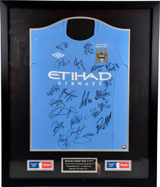 Manchester City 2011 FA Cup Winners Official Squad Signed And Framed Shirt