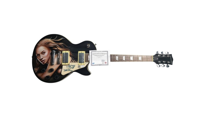 Beyoncé Autographed Hand Painted Airbrushed Guitar