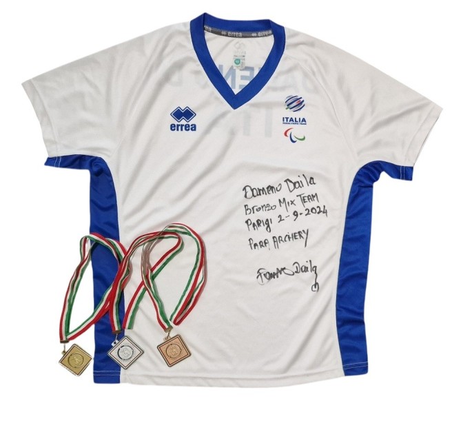 Olimpiadi Parigi 2024 - Maglia Ufficiale Autografata da Daila Dameno con 3 Medaglie