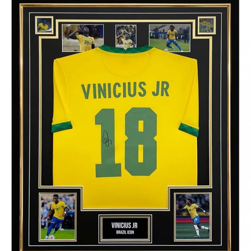 Vinicius Jr. Brazil Signed and Framed Shirt