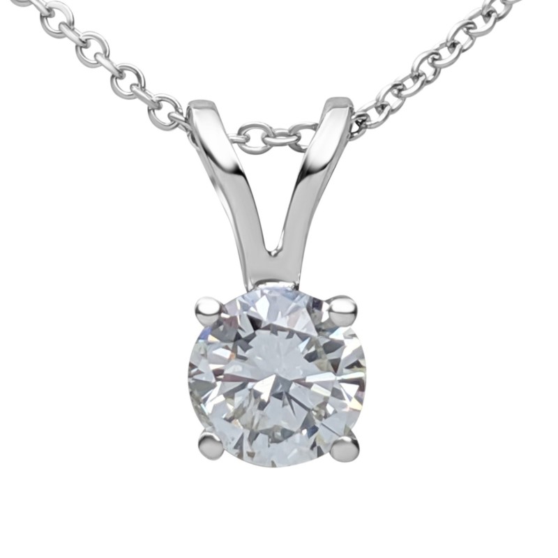 0.61 tw. Diamond 14K White Gold Necklace with Pendant