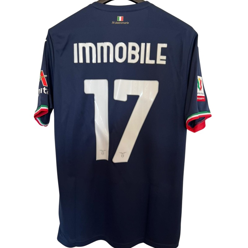 Immobile's Juventus vs Lazio Match-Worn Shirt, Italian Cup 2024