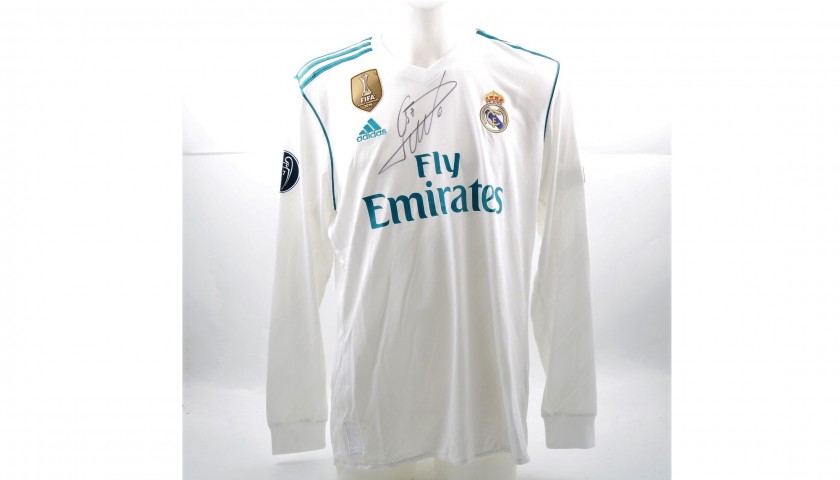 Ronaldo #7 Real Madrid 2017-2018 UEFA Long Sleeve White Jersey