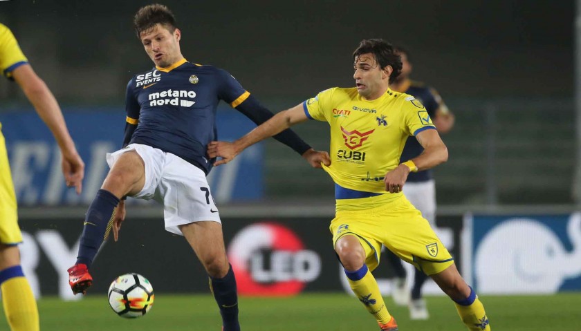 Petković's Match-Worn 2018 Hellas-Chievo Shirt with "Ciao Davide" Patch