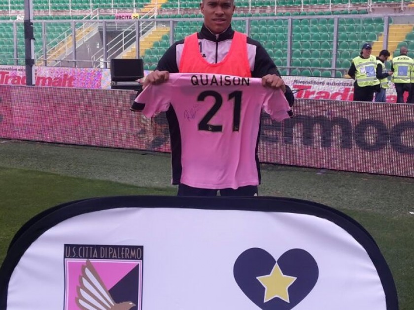 Quaison match worn and signed shirt, Palermo-Genoa, Serie A 14/15