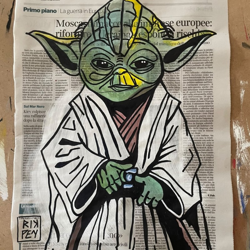 Yoda – Unique Artwork on Newspaper by RikPen