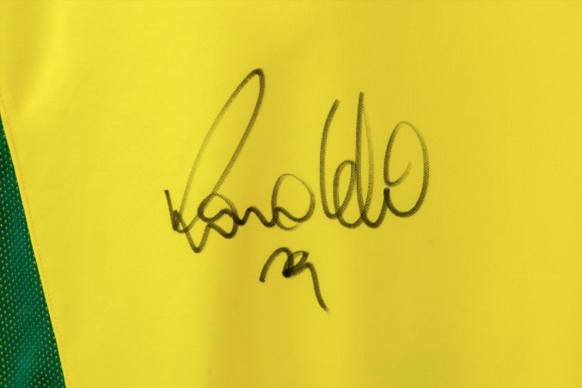 Autographed/Signed Ronaldo Nazario Brazil Yellow Soccer Jersey