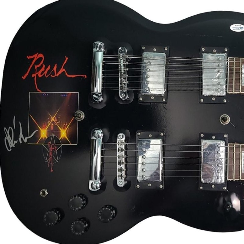 Alex Lifeson of Rush Signed Custom Graphics Double Neck Guitar 