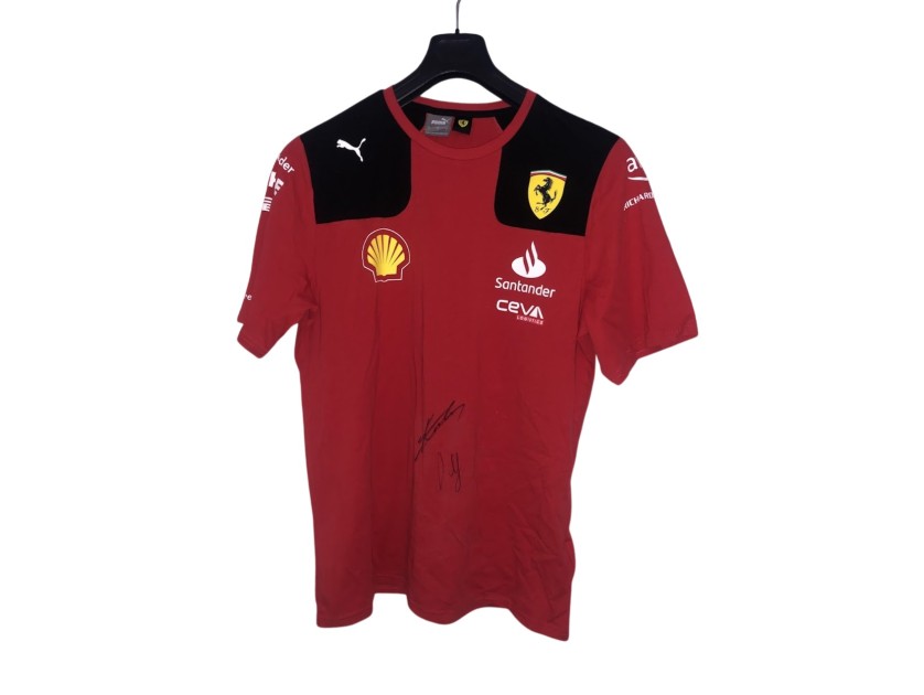 Official Scuderia Ferrari T-Shirt, 2023 - Signed by Sainz and Leclerc