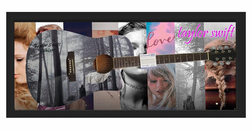 Taylor Swift Signed Custom Graphics Acoustic Guitar in a Display Case