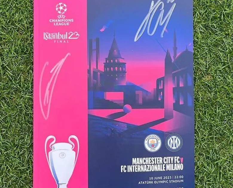 Jack Grealish and Kevin De Bruyne Signed UEFA Champions League Istanbul 2023 Programme