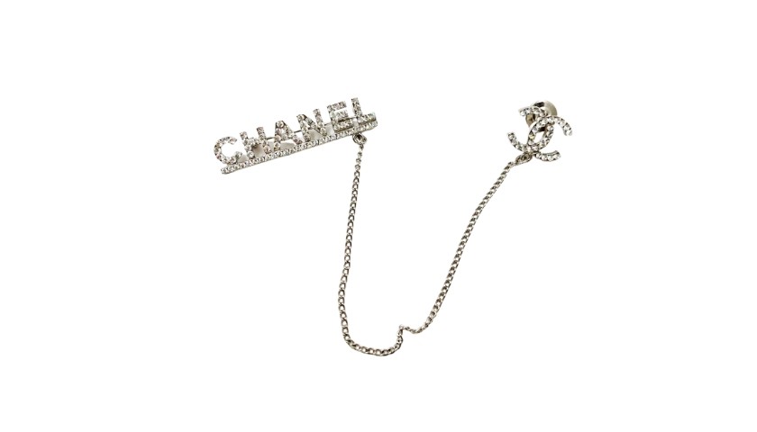 Chanel Silver CC Chain Pin Brooch