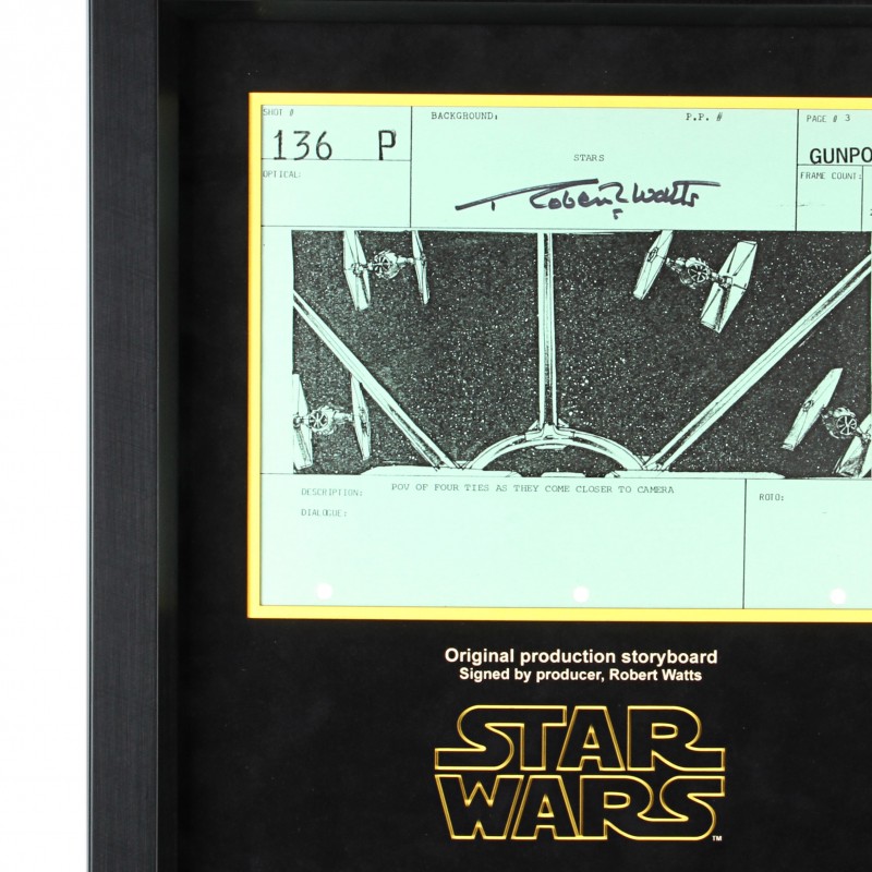 Star Wars - Episode IV: A New Hope Storyboard 'TIEs Break Formation (Gunport 136P)' - signed by Robert Watts