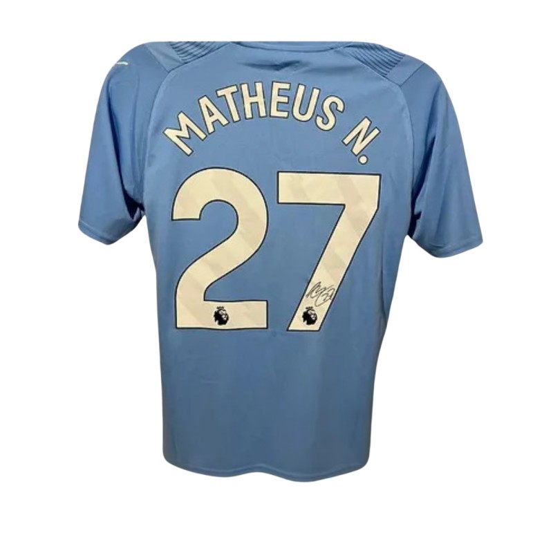 Maglia Matheus Nunes Manchester City, 2023/24 - Autografata e incorniciata