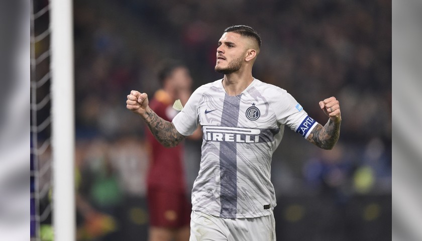 Icardi's Worn Shirt with Special UNICEF Patch, Roma-Inter 2018