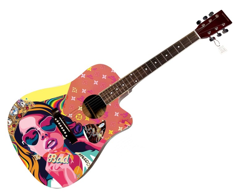 Lana Del Rey Signed Custom Graphics Guitar 