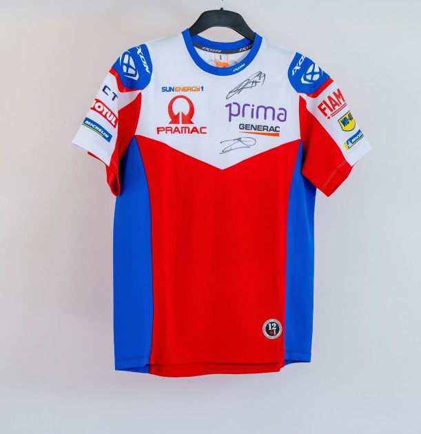 Johann Zarco and Jorge Martin Signed Official Prima Pramac Racing Tee