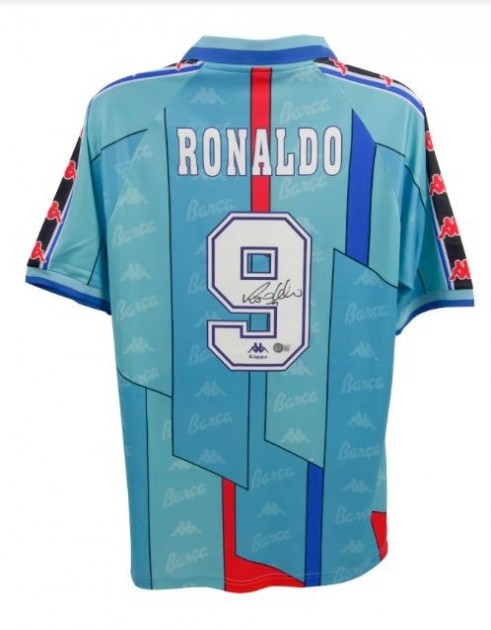 Ronaldo Nazario Signed Barcelona Away Shirt - CharityStars