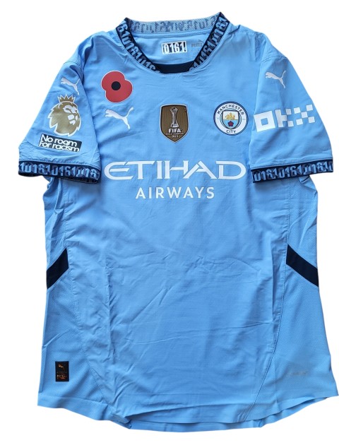 Haaland's Manchester City vs Southampton "Poppy" Signed Match-Issued Shirt, 2024