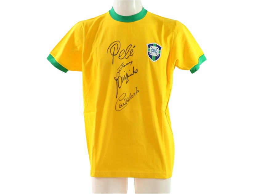 Maglia Replica Brasile - Autografata da Pelé, Jairzinho, Gerson e Carlos Alberto