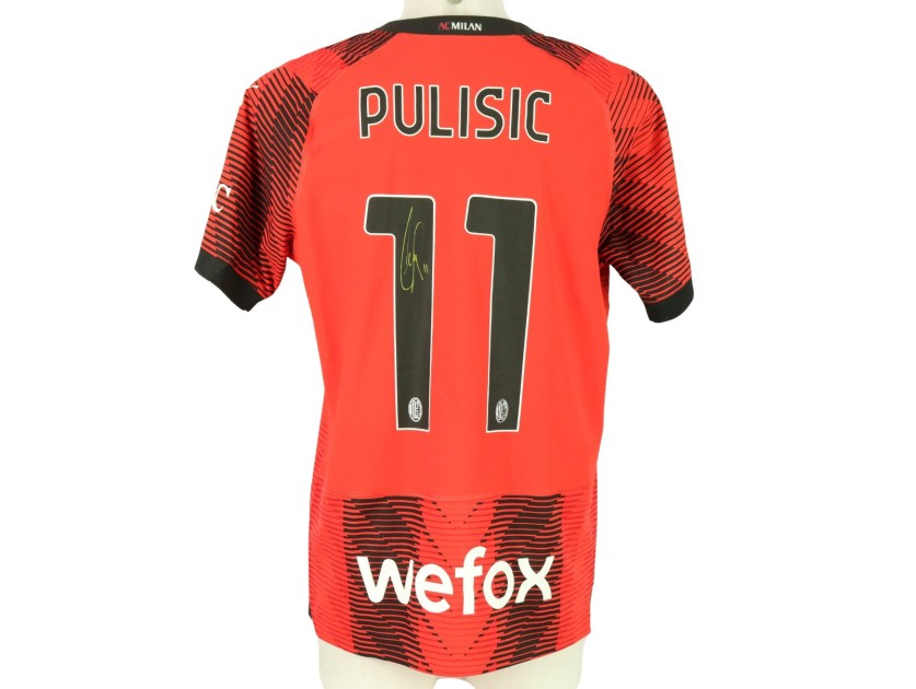 Pulisic's AC Milan Match Signed Shirt, 2023/24