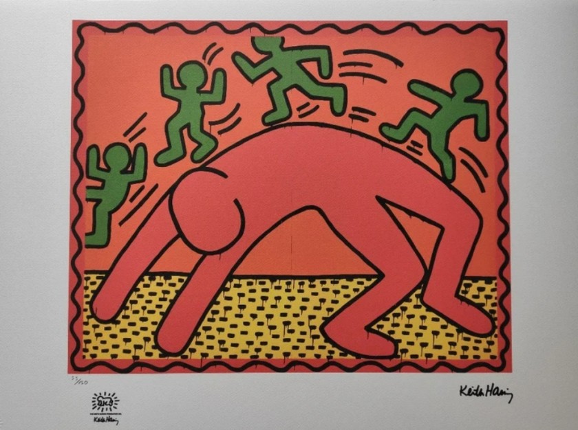 "On the Shoulders of Giants" Lithograph Signed by Keith Haring