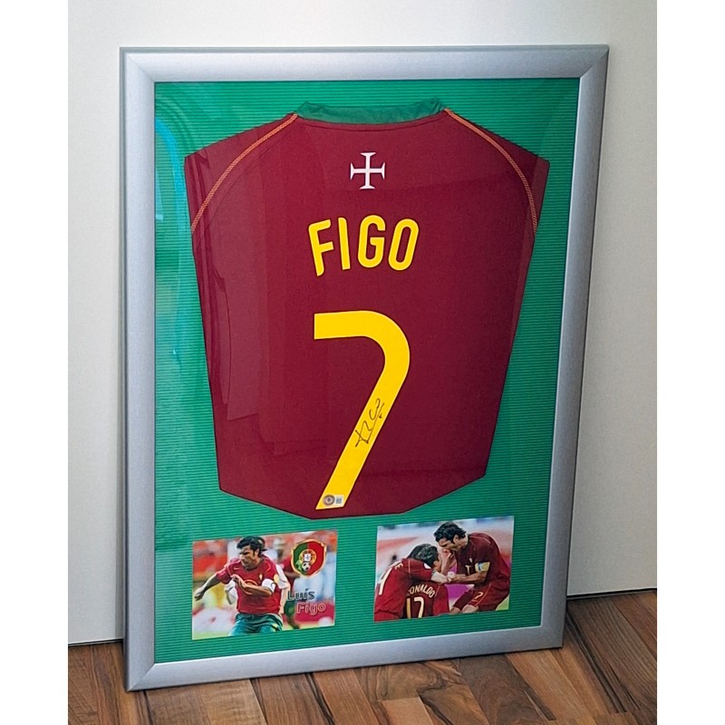 Maglia Portogallo di Luis Figo firmata e incorniciata