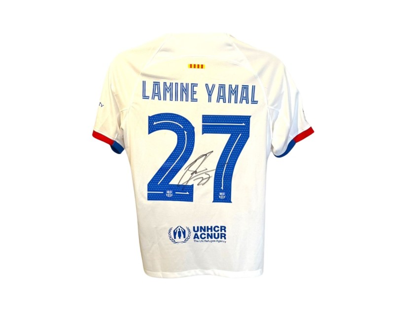 Lamine Yamal's FC Barcelona 2023/24 Signed and Framed Away Shirt